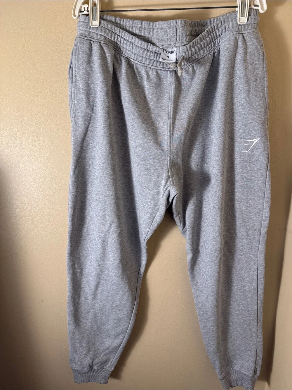 Gymshark Light Gray Men’s Joggers with Subtle Logo